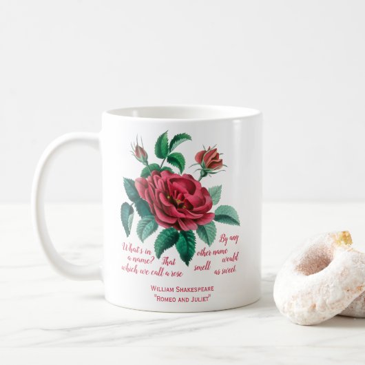  Red Rose Shakespeare "Romeo and Juliet" Koffiemok (Met donut)