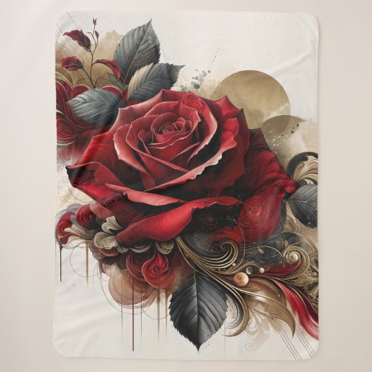 Red Rose Sherpa Deken (Voorkant)