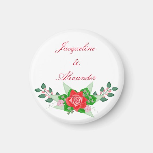 Red Rose Simple Wedding Theme Party Favor Magnet (Voorkant)