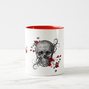 Red Rose Skull Coffee Mok