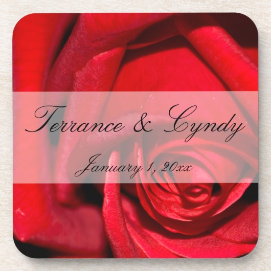 Red Rose sluit persoonlijke bruiloft af Drankjes Onderzetter (Voorkant)