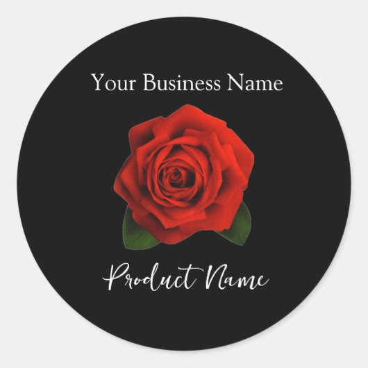 Red Rose Small Business Eenvoudig Aangepast Produc Ronde Sticker (Voorkant)