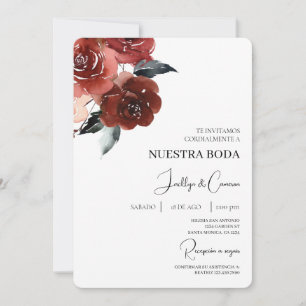 Red Rose Spaanse bruiloft uitnodiging