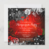 Red Rose Sparkle Magical Night Masquerade Party Kaart (Voorkant)