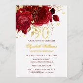 Red Rose Sparkling Butterfly 90th Birthday  Folie Uitnodiging (Voorkant)