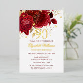 Red Rose Sparkling Butterfly 90th Birthday  Folie Uitnodiging (Staand Voorkant)