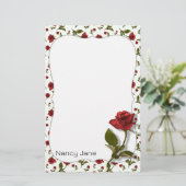 Red Rose & Stem - Floral Photography Pattern Briefpapier (Staand voorkant)