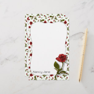 Red Rose & Stem - Floral Photography Pattern Briefpapier