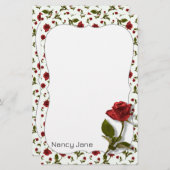 Red Rose & Stem - Floral Photography Pattern Briefpapier (Voorkant / Achterkant)