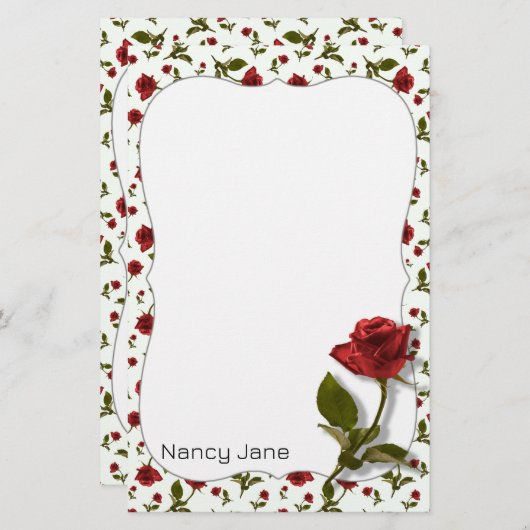 Red Rose & Stem - Floral Photography Pattern Briefpapier (Voorkant / Achterkant)