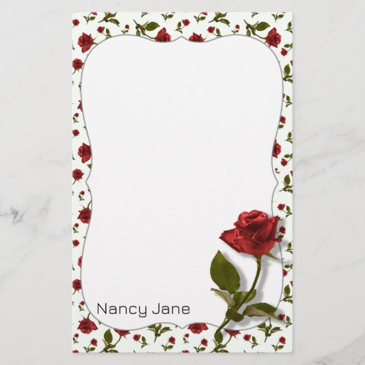 Red Rose & Stem - Floral Photography Pattern Briefpapier (Voorkant)