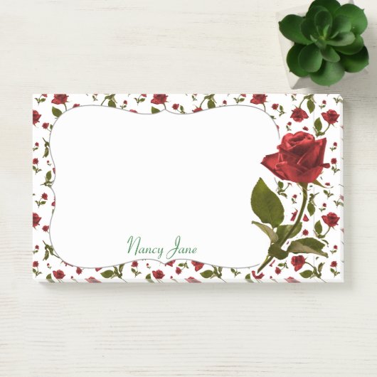 Red Rose & Stem Floral Photography Pattern Post-it® Notes (Kantoor)