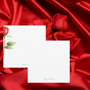 Red Rose Stem Gepersonaliseerd Plein Bedankkaart