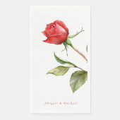 Red Rose Stem Gepersonaliseerde Naam Wedding Servet (Voorkant)