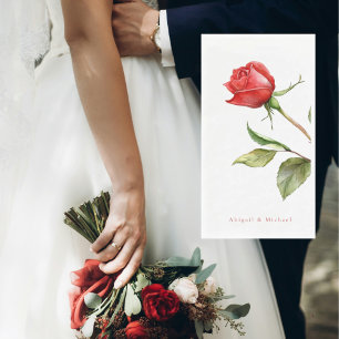 Red Rose Stem Gepersonaliseerde Naam Wedding Servet