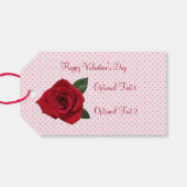 Red Rose Stippen Happy Valentijnsdag Cadeau Label Cadeaulabel (Achterkant Horizontaal)