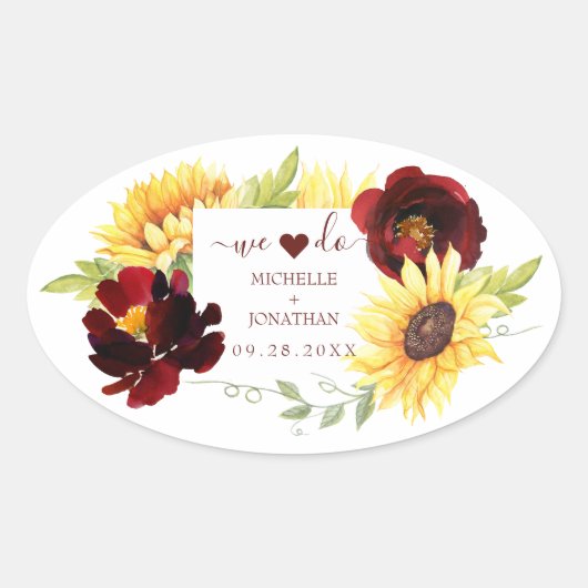 Red Rose Sunflower We wedden met Sticker (Voorkant)