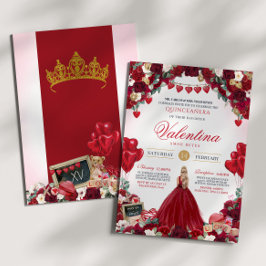Red Rose Sweet 15 Valentijnse Quinceanera Kaart