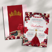 Red Rose Sweet 15 Valentijnse Quinceanera Kaart