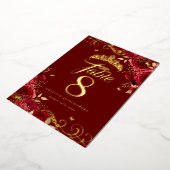 Red Rose Swirl Quinceanera Gold Tafelnummer (Gedraaid)