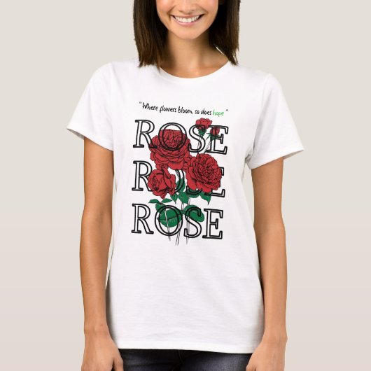 Red Rose T-shirt | Bloem T-shirt | Hope Roos (Voorkant)