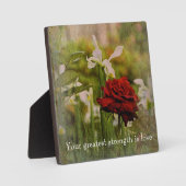 Red Rose Tabletop Plaque met Easel Fotoplaat (Voorkant)