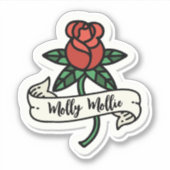 Red Rose Tattoo Design Custom-Cut Vinyl Sticker (Voorkant)