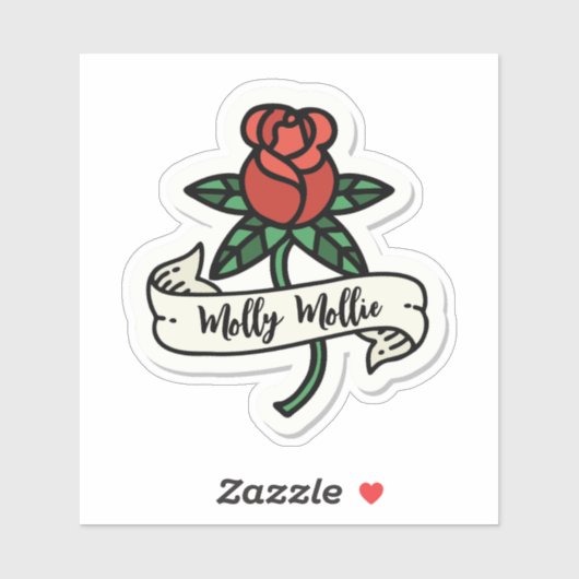 Red Rose Tattoo Design Custom-Cut Vinyl Sticker (Vel)