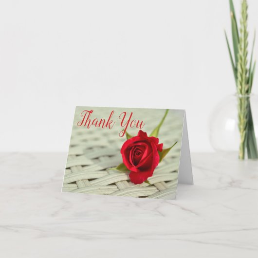 Red Rose Thank You Card Blank Inside Bedankkaart (Voorkant)