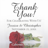 Red Rose Thank You Wedding Mini Bottle Label (Voorkant)