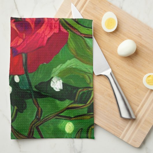 RED ROSE  THEEDOEK (Quarter Fold)