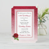 Red Rose Thleding Wedding Invites Kaart (Staand voorkant)