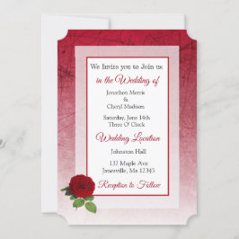 Red Rose Thleding Wedding Invites Kaart