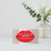 Red Rose tilt QR Code Logo Makeup Artist Visitekaartje (Staand voorkant)