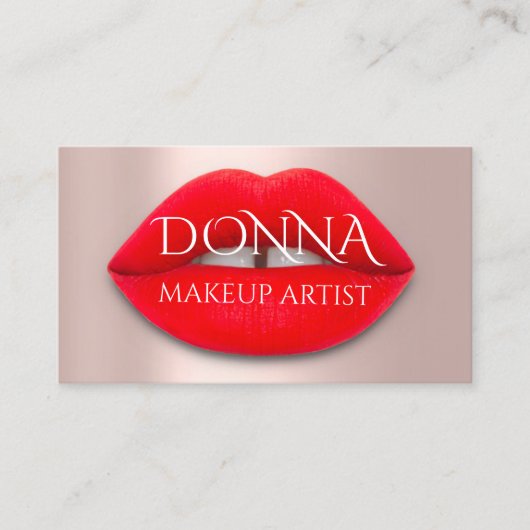 Red Rose tilt QR Code Logo Makeup Artist Visitekaartje (Voorkant)