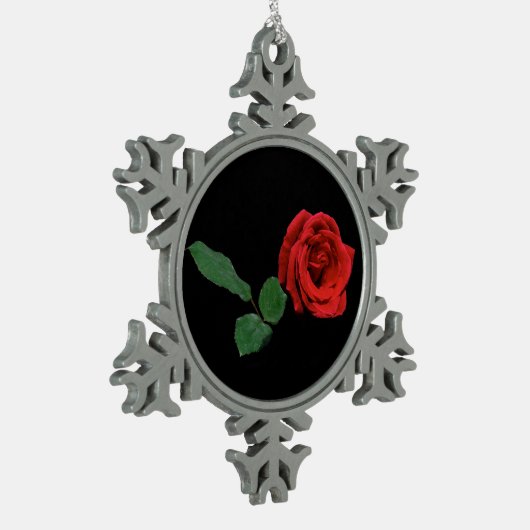 Red Rose Tin Sneeuwvlok Ornament (Links)
