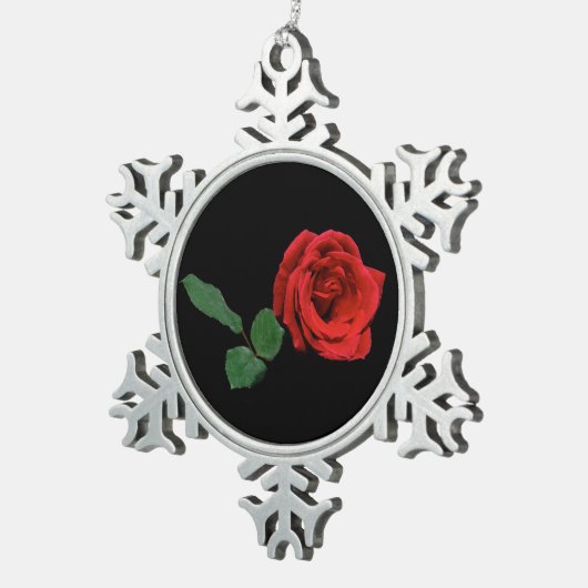 Red Rose Tin Sneeuwvlok Ornament (Rechts)