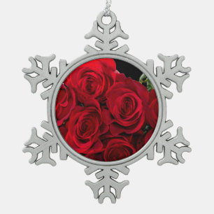Red Rose Tin Sneeuwvlok Ornament