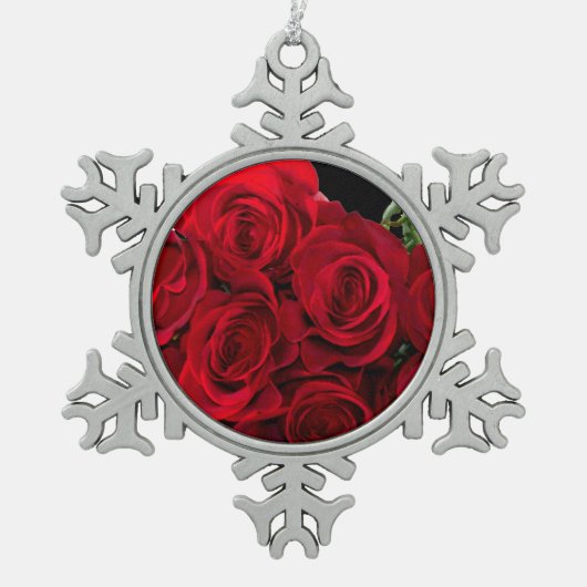 Red Rose Tin Sneeuwvlok Ornament (Voorkant)
