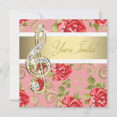 Red Rose Treble Clef Kaart (Voorkant)