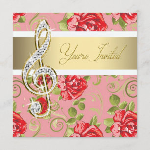 Red Rose Treble Clef Kaart