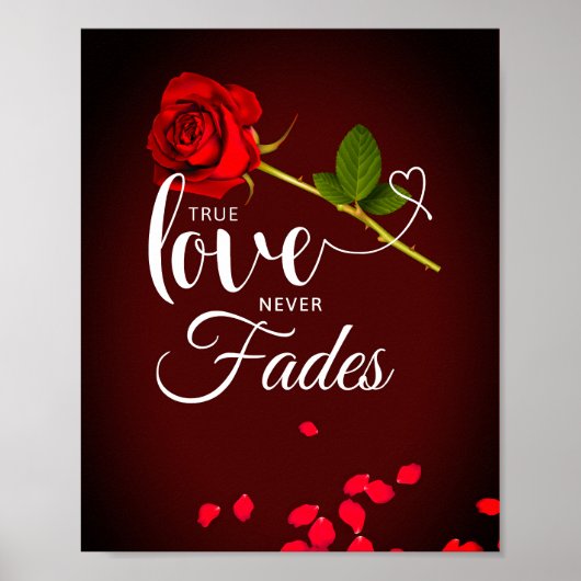 Red Rose True Love vervaagt nooit Poster (Voorkant)