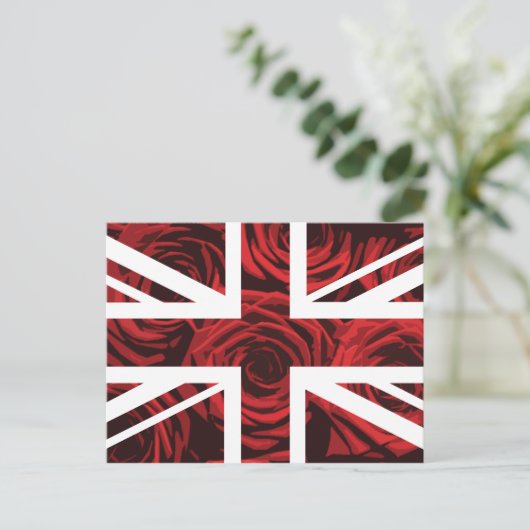 Red Rose Union Jack British (UK) Flag Briefkaart (Staand voorkant)