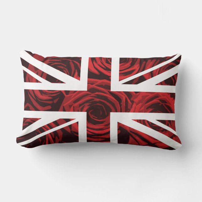 Red Rose Union Jack British (UK) Flag Kussen (Voorkant)