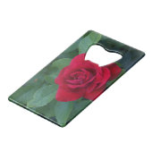 Red Rose Up Close Creditkaart Flessenopener (Voorkant Gekanteld)