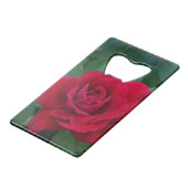 Red Rose Up Close Creditkaart Flessenopener (Achterkant Gekanteld)