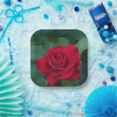 Red Rose Up Close Papieren Bordje (Feest)