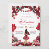 Red Rose Valentijn Sweet 16 Verjaardagsfeestje Kaart (Voorkant)