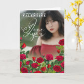 Red Rose Valentine Custom Text I Love You Kaart (Gele Bloem)