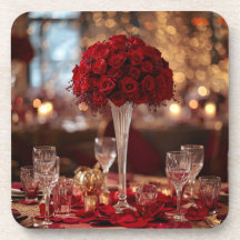 Red Rose Valentine Romantic Aesthetic Coaster Set